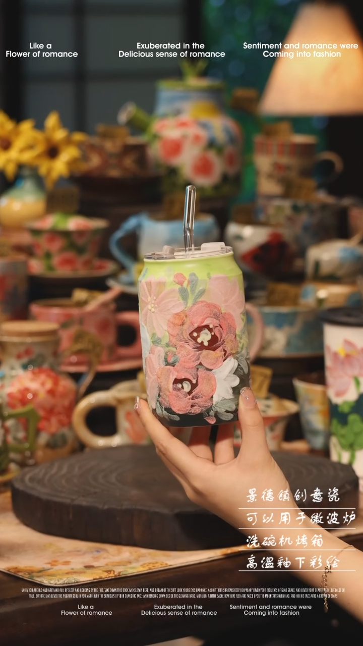 陶瓷景德镇高温釉下彩绘设计师款式