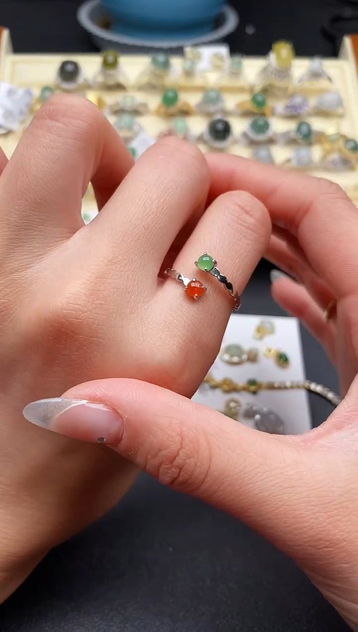 【闪购商品】翡翠戒指银S925镶嵌555555555+9