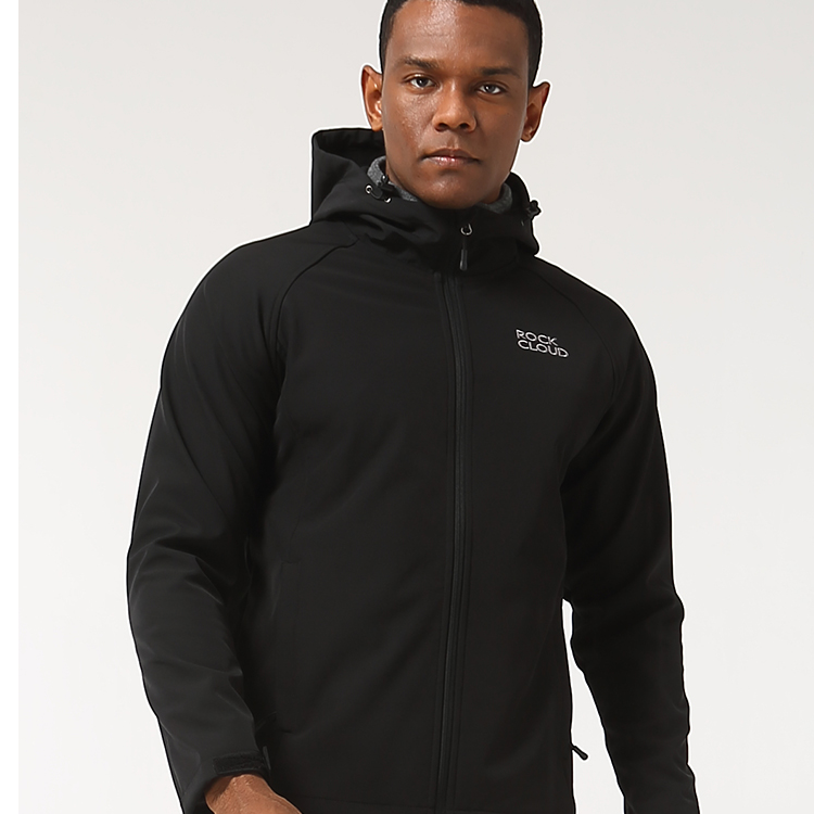 RockCloud/岩云男款户外运动休闲透气百搭保暖连帽M1软壳上衣010