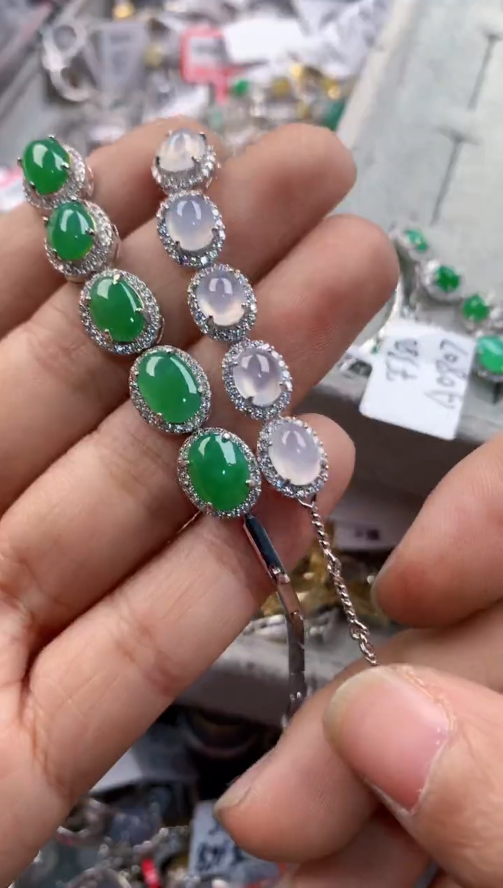 银S925镶嵌戒指翡翠5555---8