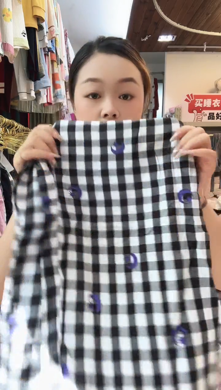 遇*你黑白格子7分裤(讲解为主）
