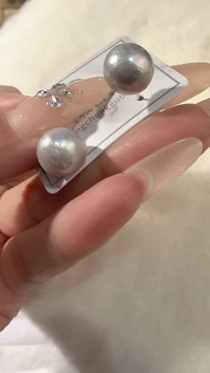 银S925镶嵌耳饰淡水珍珠698