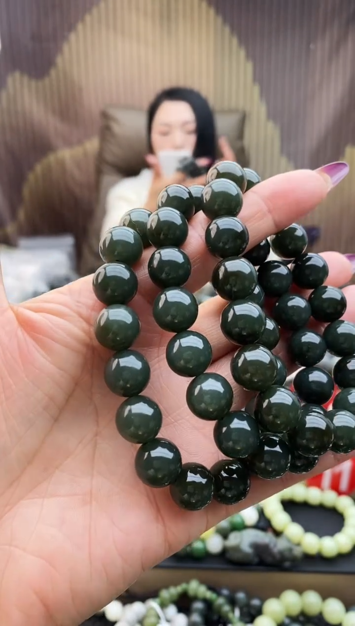 未镶嵌手串和田玉且末蓝12拍一发一