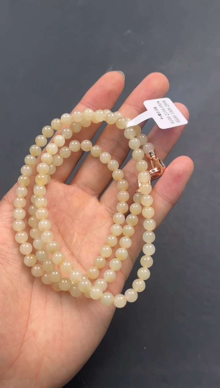 未镶嵌手串和田玉大*格且末金山糖白项链 卡6微色差  原1280