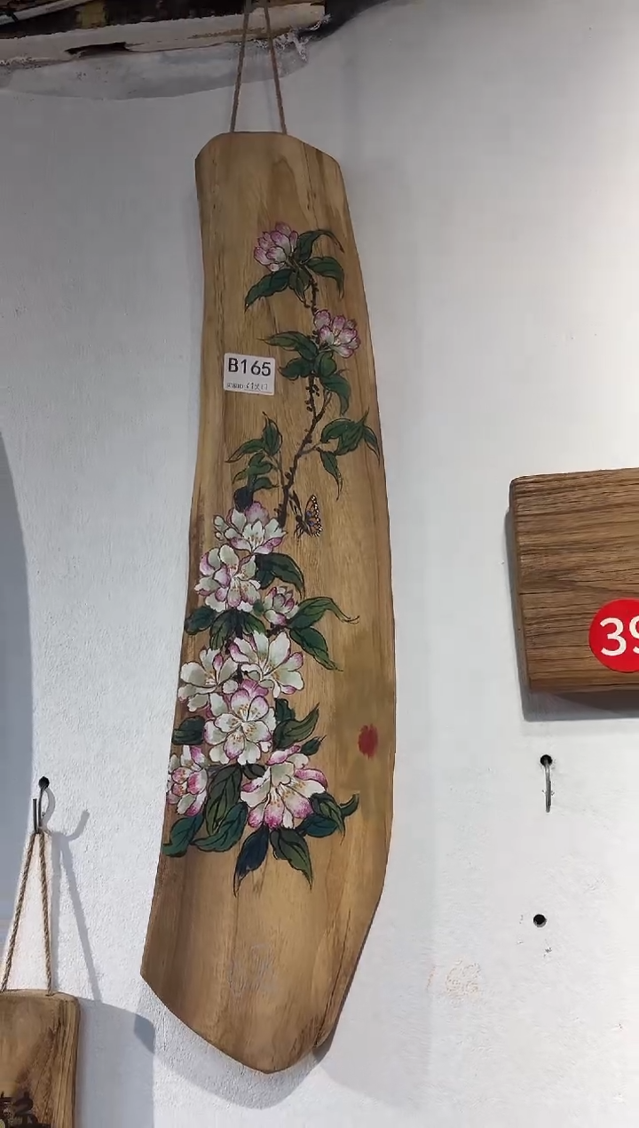 地**生风化老门板丙烯画