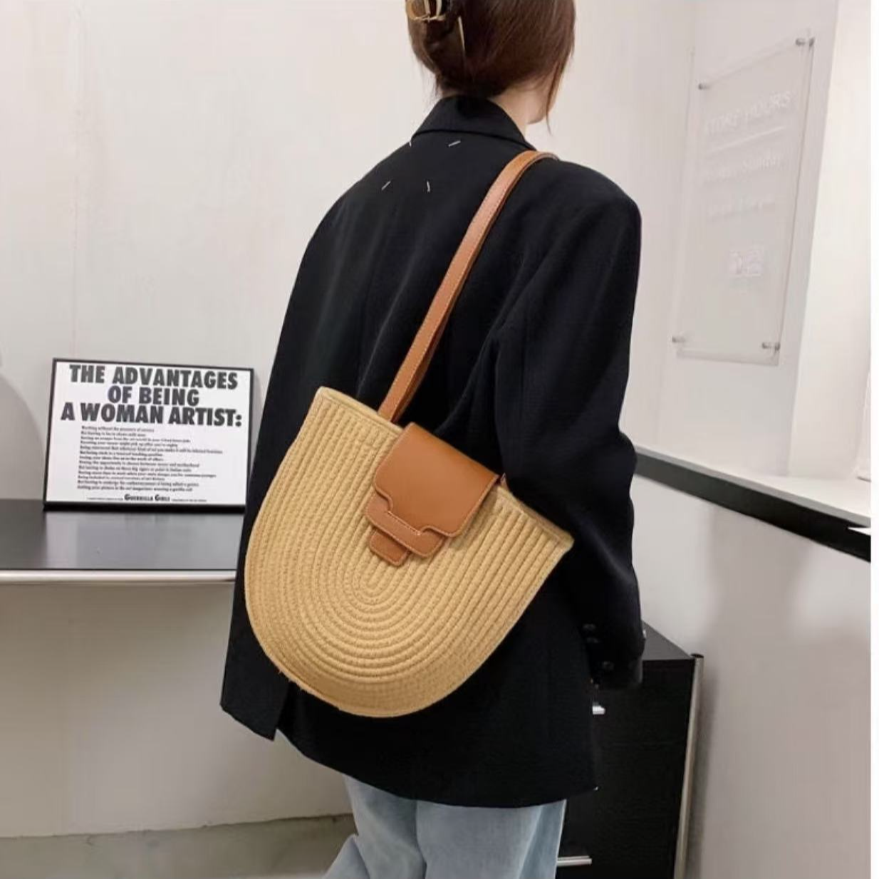 马鞍包单肩包度假日系ins时尚休闲法式复古