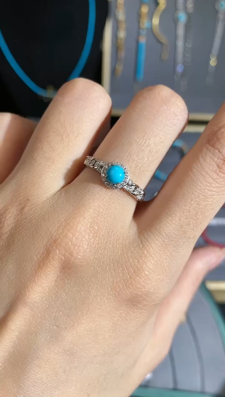 【闪购商品】绿松石戒指18K金镶嵌戒指