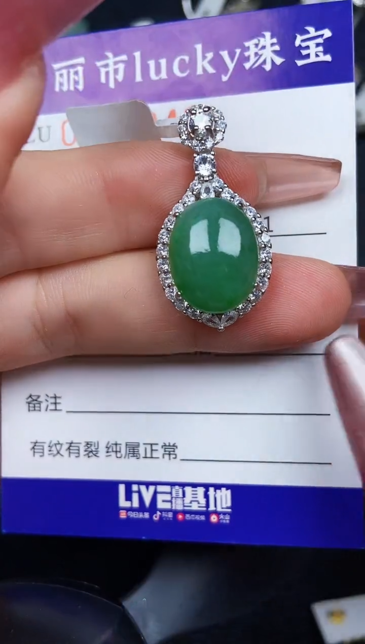 翡翠银S925镶嵌颈饰8846