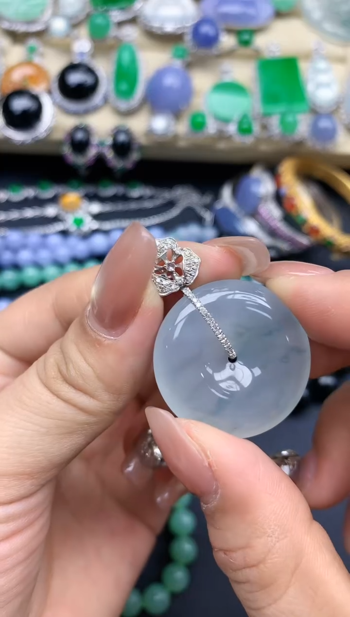 颈饰18K金镶嵌翡翠357-中国好珍宝