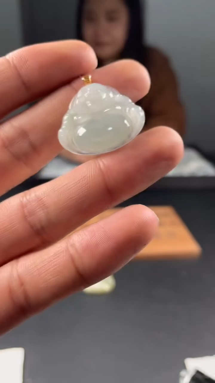 【闪购商品】翡翠颈饰18K金镶嵌缅甸A货翡翠