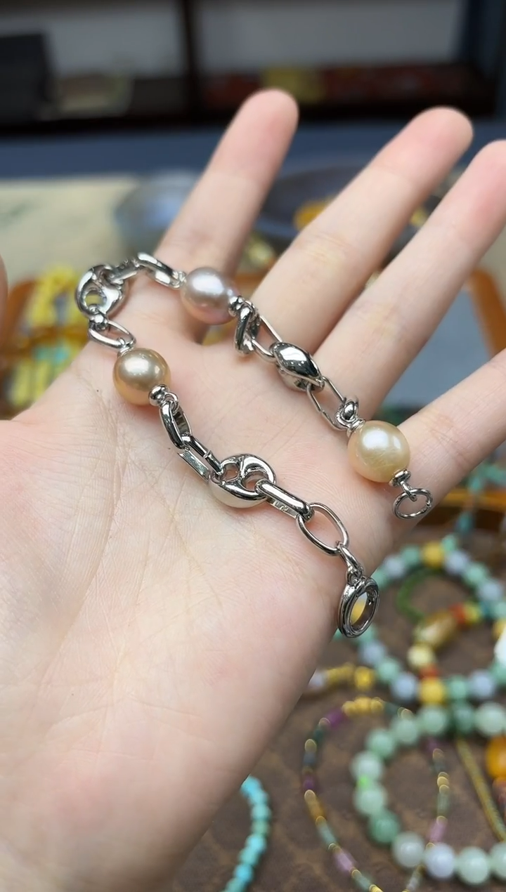 合金手链淡水珍珠合金珍珠手链GW