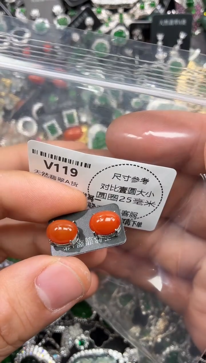 颈饰未镶嵌翡翠V119耳钉