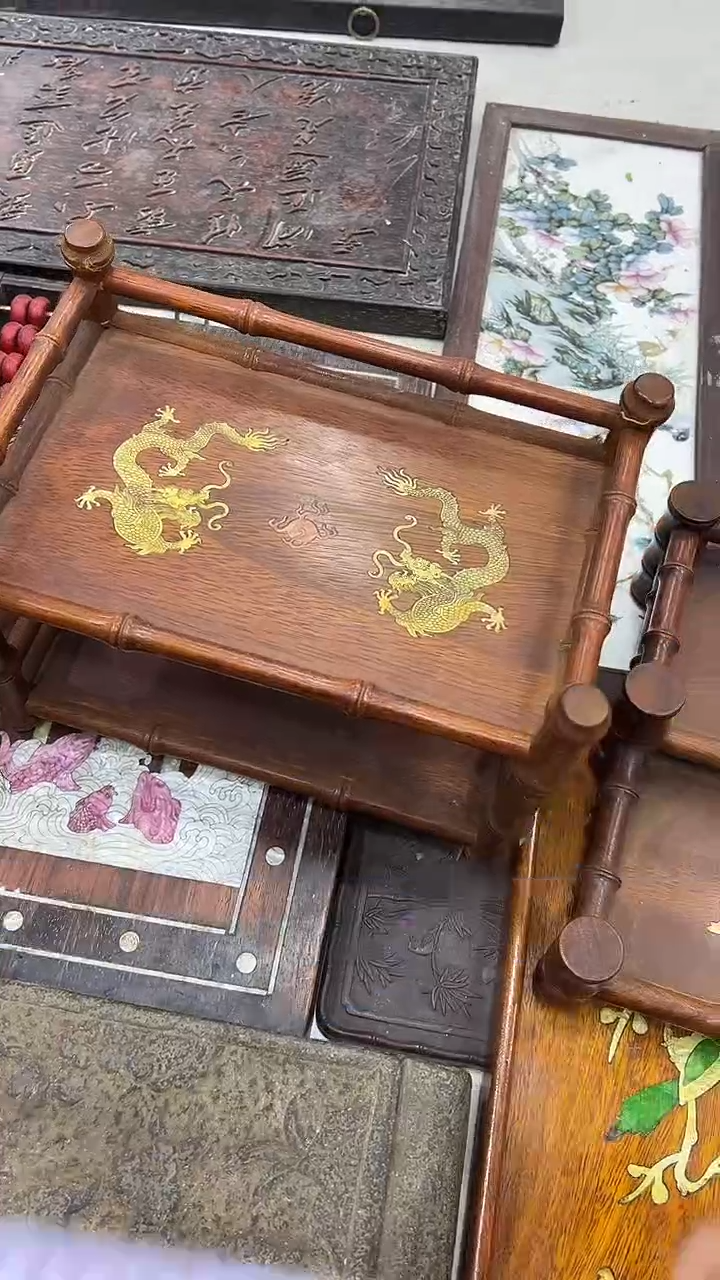 木沐头淘摆件木雕件  茶具架