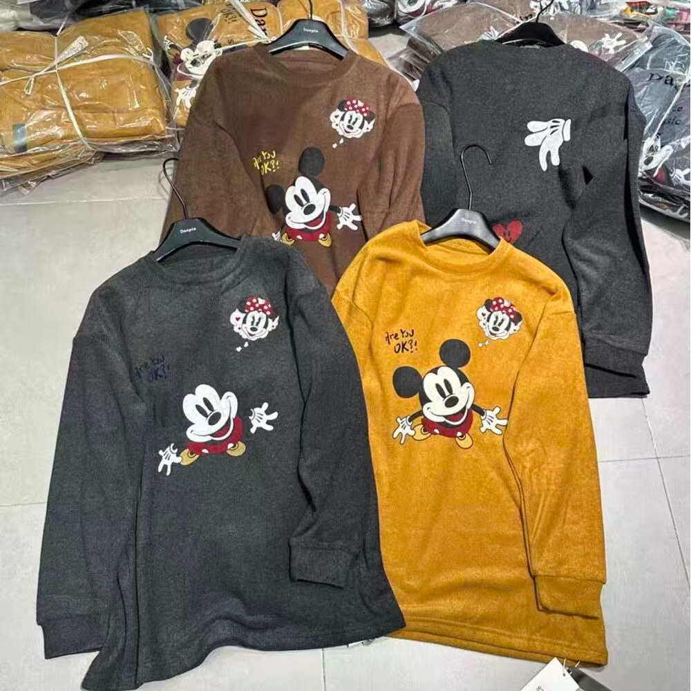 Manmi   卡通印花双面绒长袖T  8294（C4）