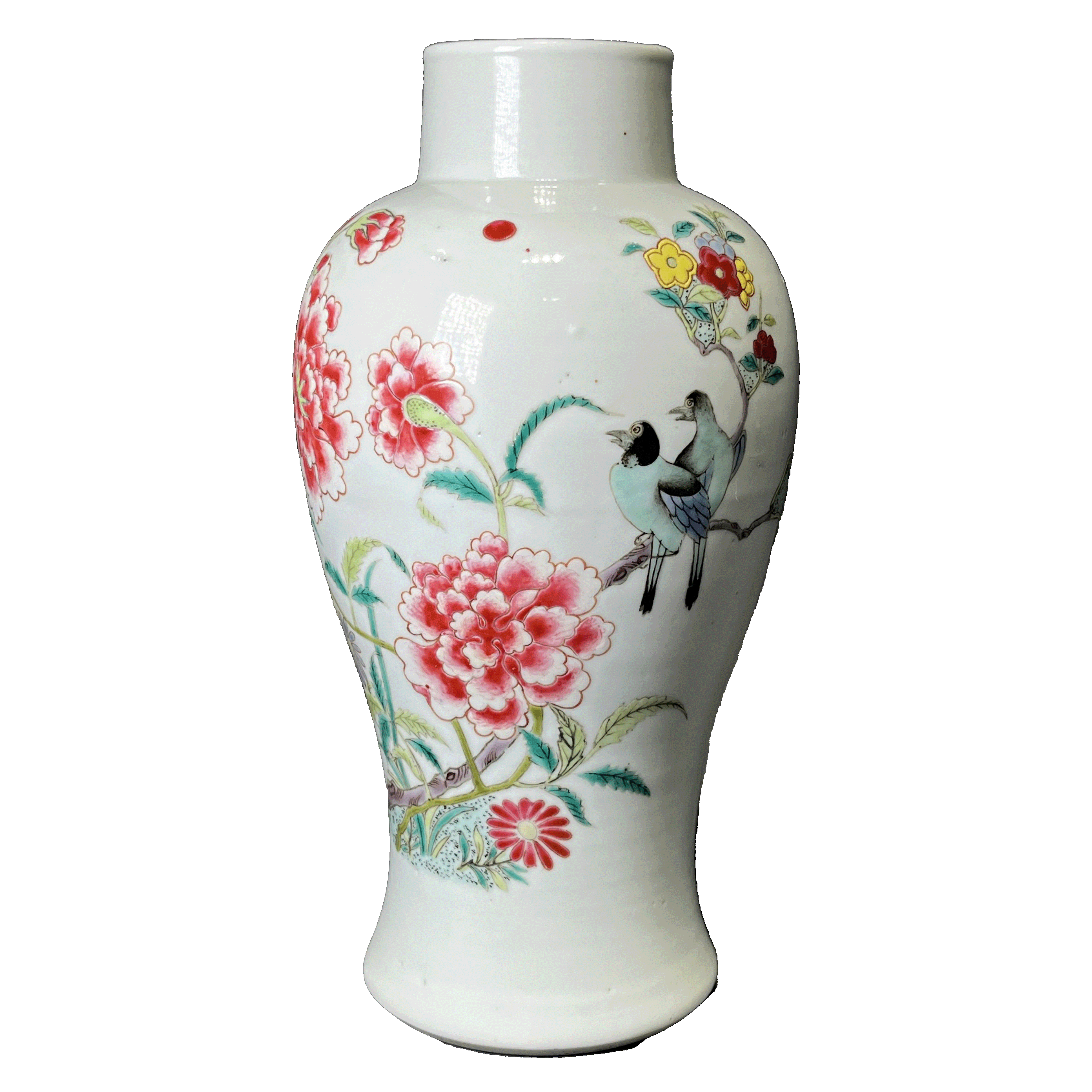 25190423粉彩花鸟纹鸡腿瓶