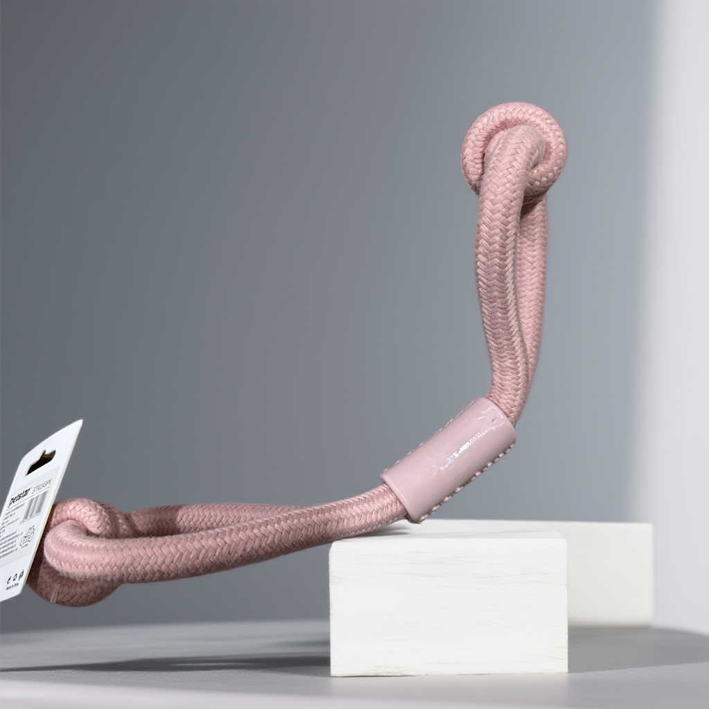 马卡龙系列棉绳粉色双头节 狗狗拉扯玩具