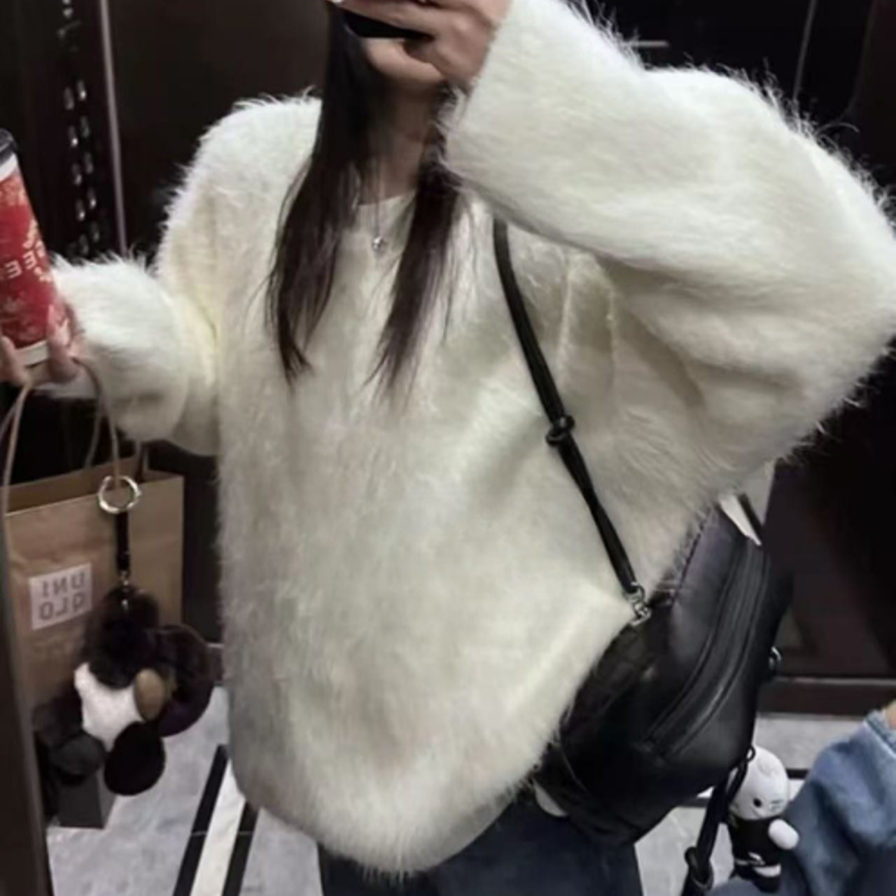 秋冬厚墩墩【山羊绒拉绒】圆领插针织衫FF-007