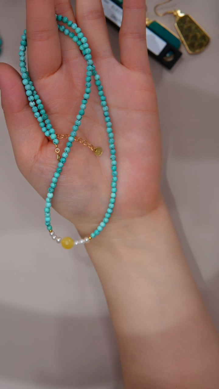 【闪购商品】绿松石项链银S925镀金镶嵌多样性发货3