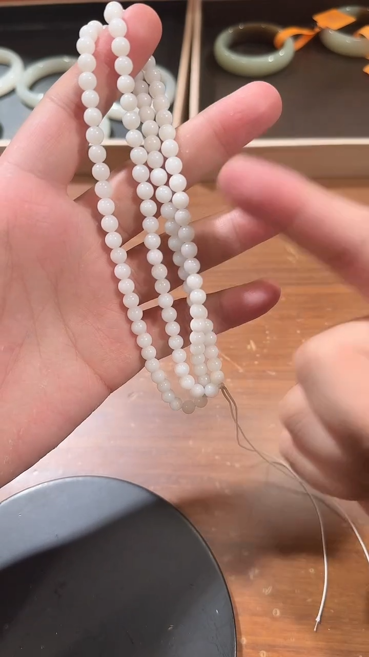 【闪购商品】和田玉珠链未镶嵌1353 108*6mm 白玉链子