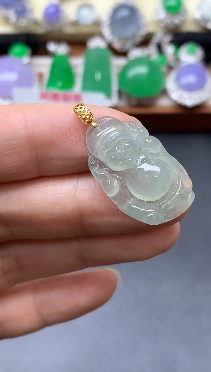 颈饰18K金镶嵌翡翠405-中国好珍宝