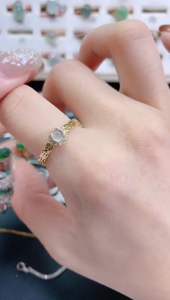 银S925镶嵌戒指翡翠天然翡翠