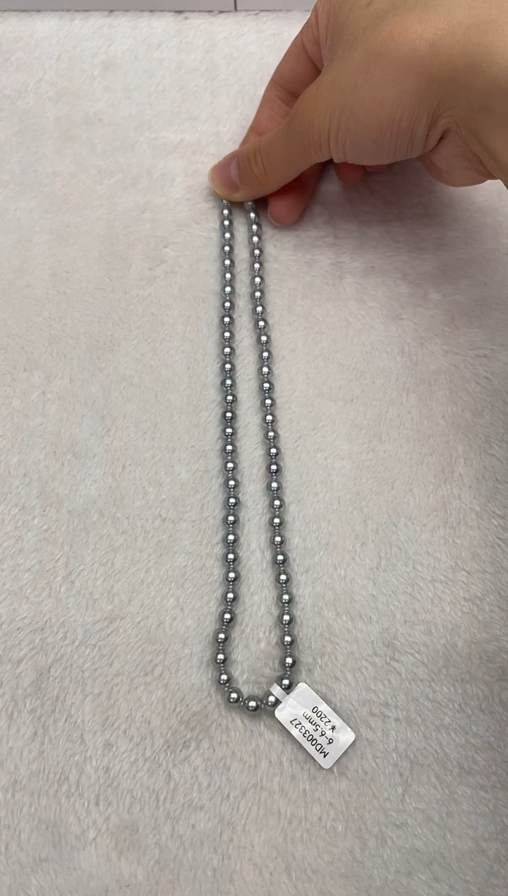 海水珍珠银S925镶嵌项链AK真多麻6-6.5mm（多样性发一）