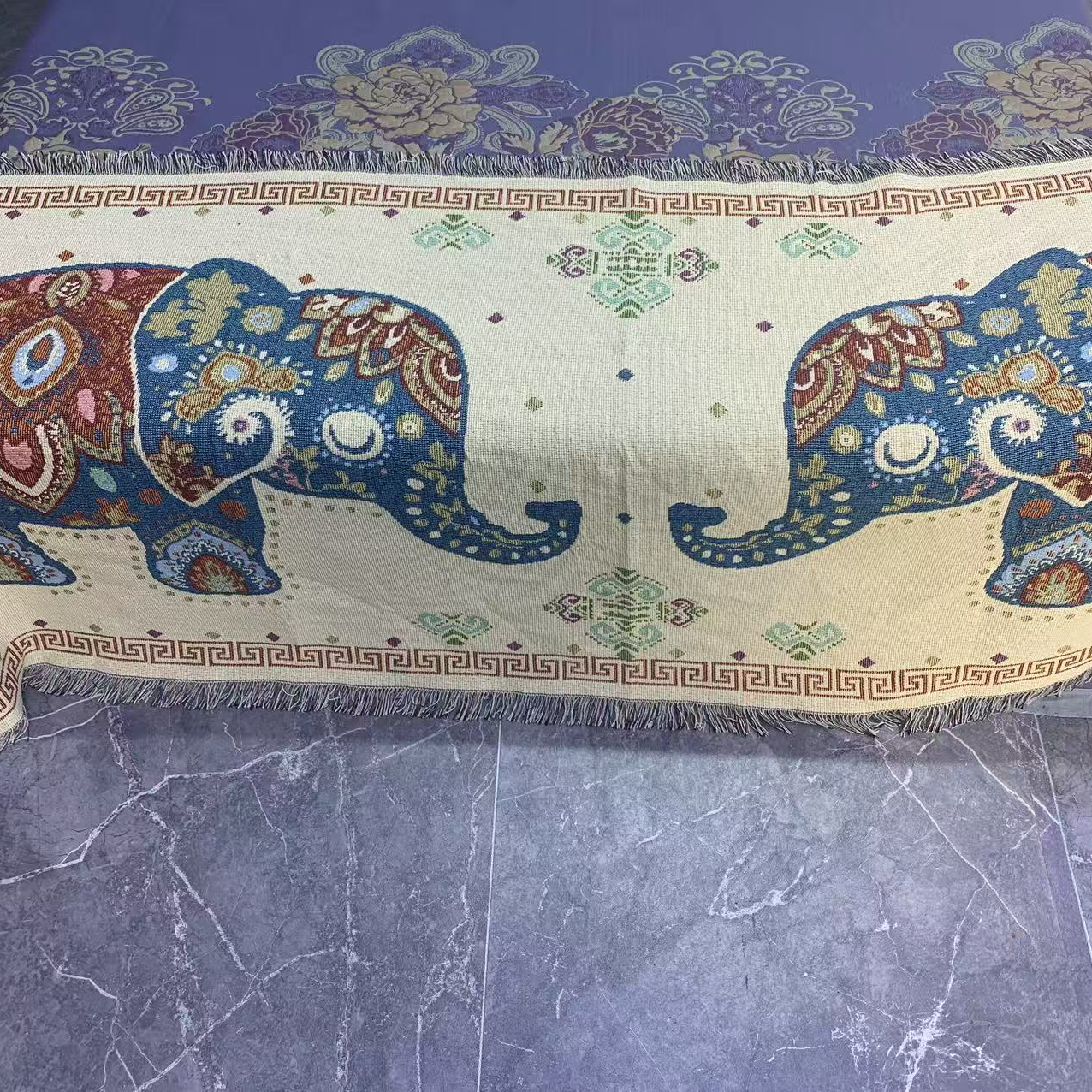 吉象 230*80 多功能流苏 沙发巾 蓝色 珊珊