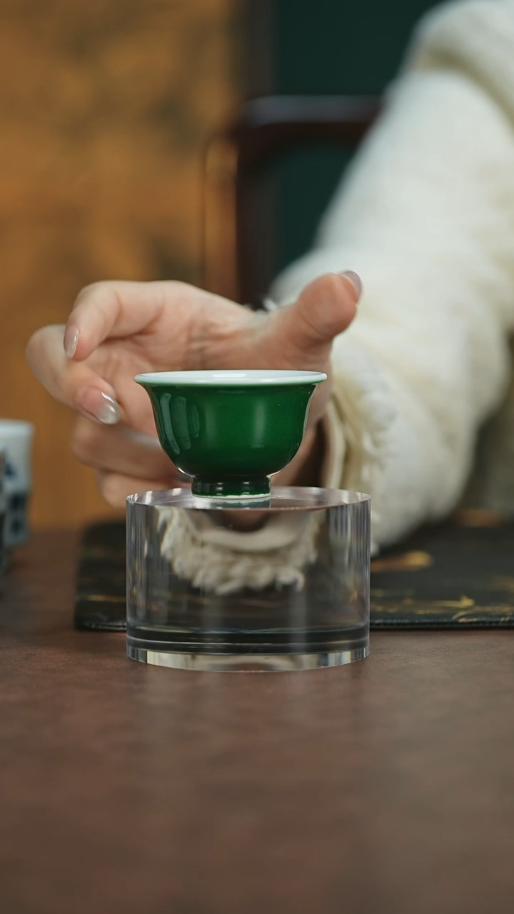【闪购商品】瓷唐里翡翠地W绿主人杯
