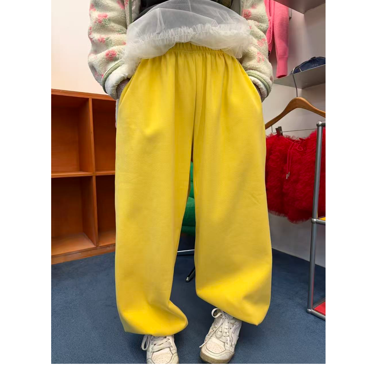韩版秋冬新款纯色抽绳休闲裤女卫裤