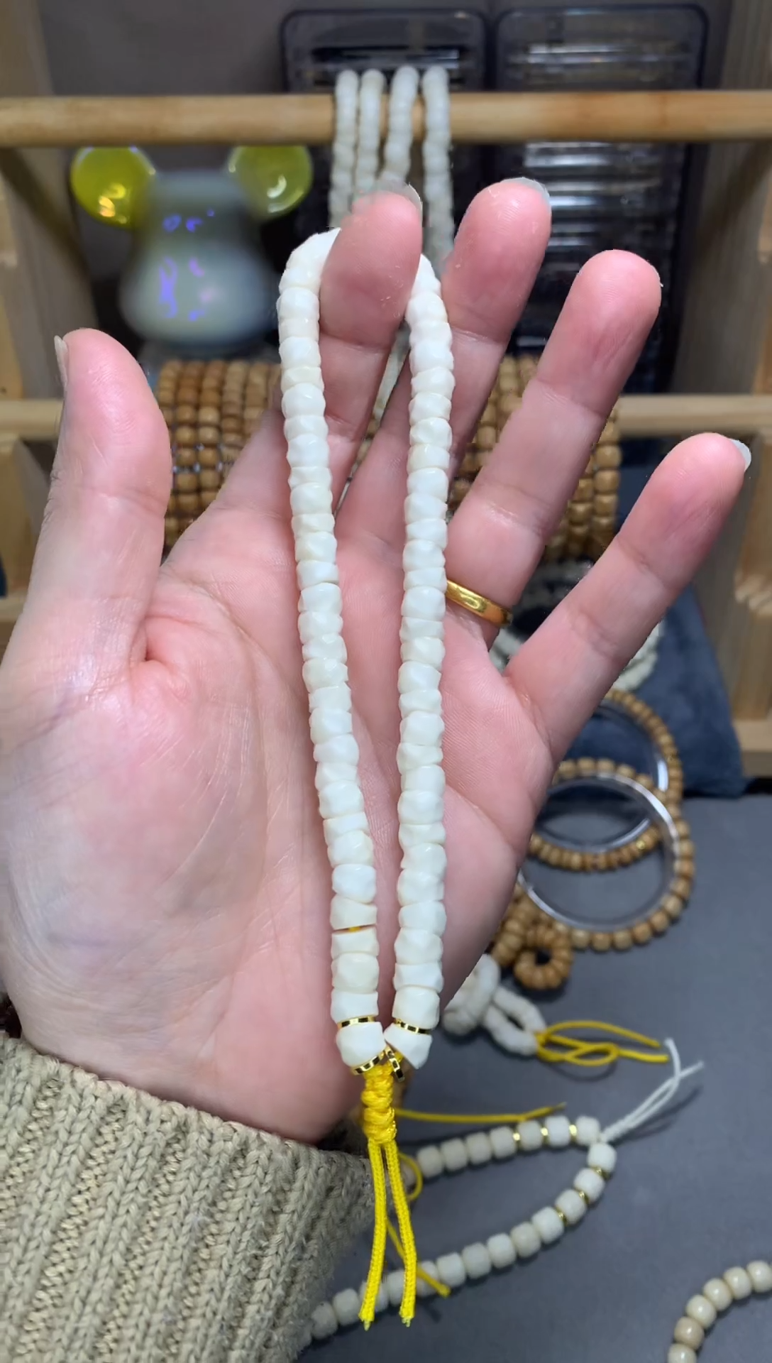 【闪购商品】白玉菩提手串白玉菩提精雕无相大肠手持卡8