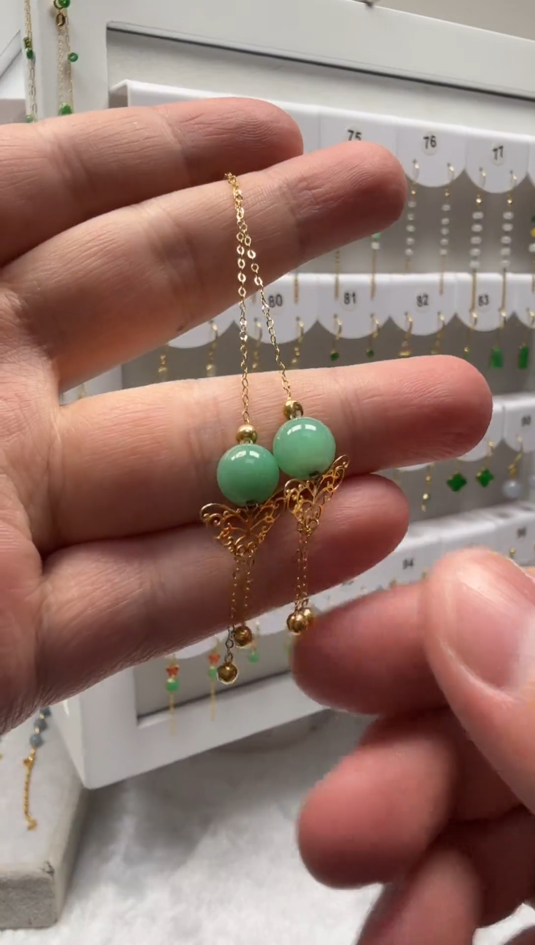 18K金镶嵌翡翠耳饰缅甸天然翡翠a货