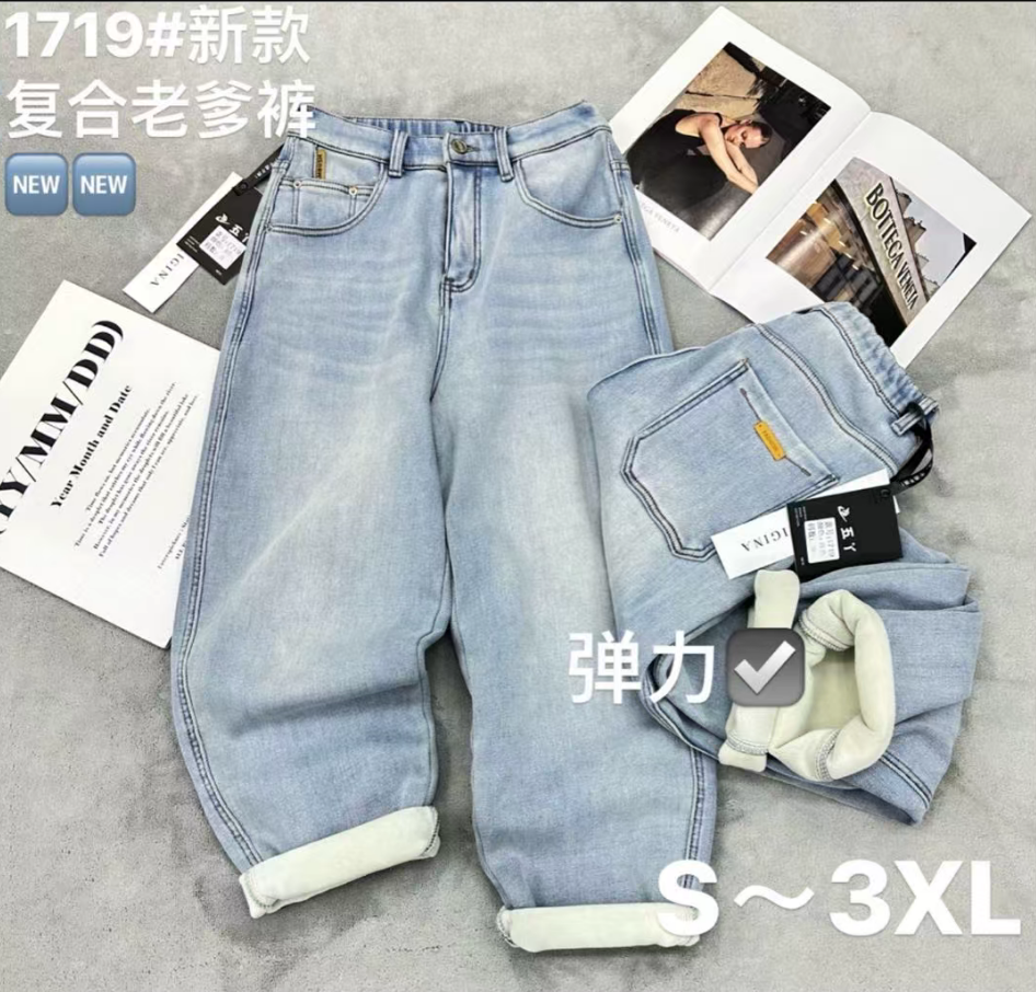 米多多 WUYA-1719-时尚气质百搭休闲牛仔裤（加厚绒） kc