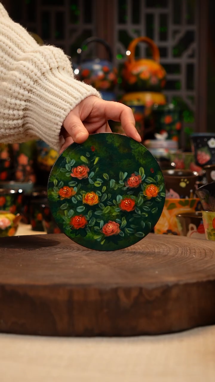 油画  手绘釉下彩