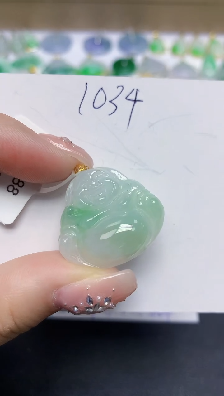 颈饰18K金镶嵌翡翠天然缅甸翡翠A货翡翠百元以上9元证书费自理