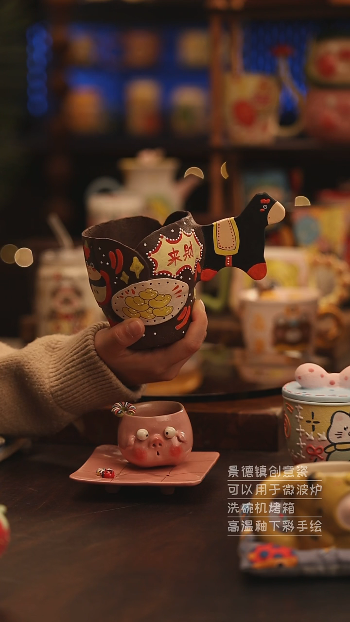 陶瓷景德镇可爱陶瓷釉下彩绘设计师款