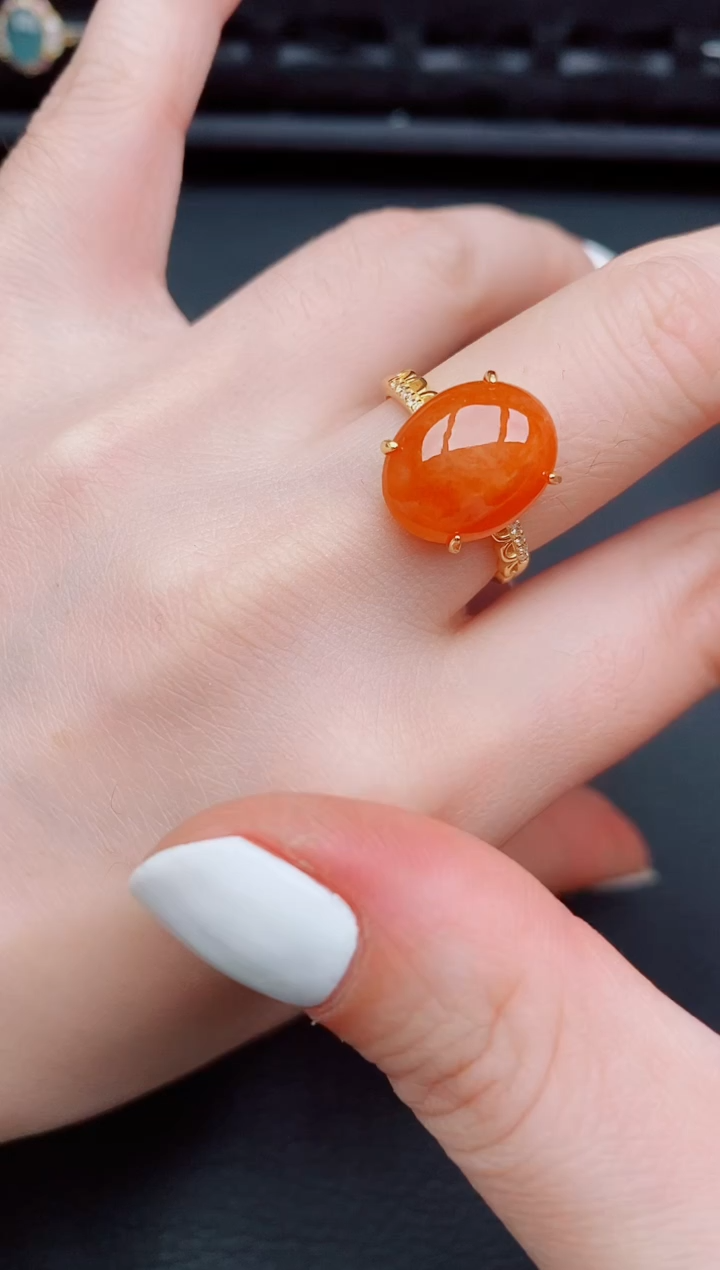 【闪购商品】翡翠戒指银S925镶嵌天然a货翡翠404