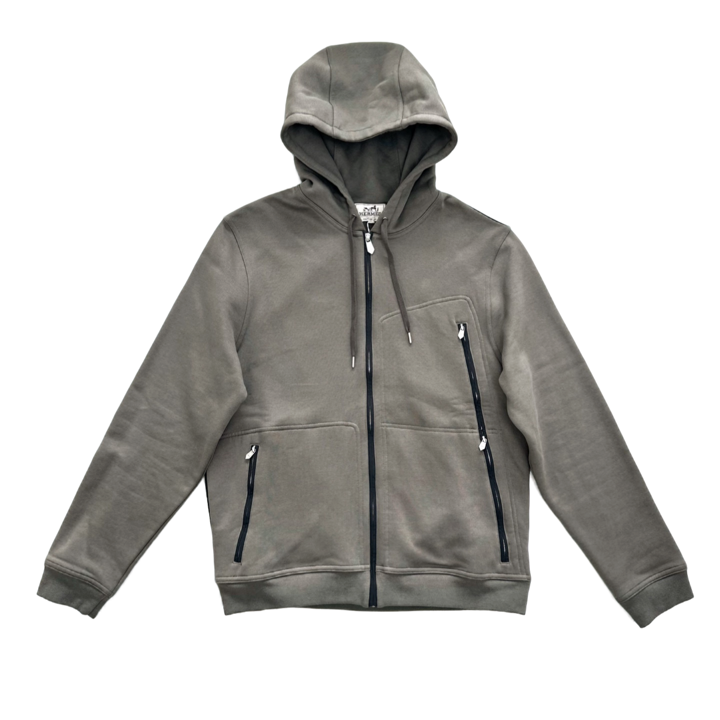 全新未使用 Hermes/爱马仕 爱马仕 男士棕色拉链连帽百搭运动外套