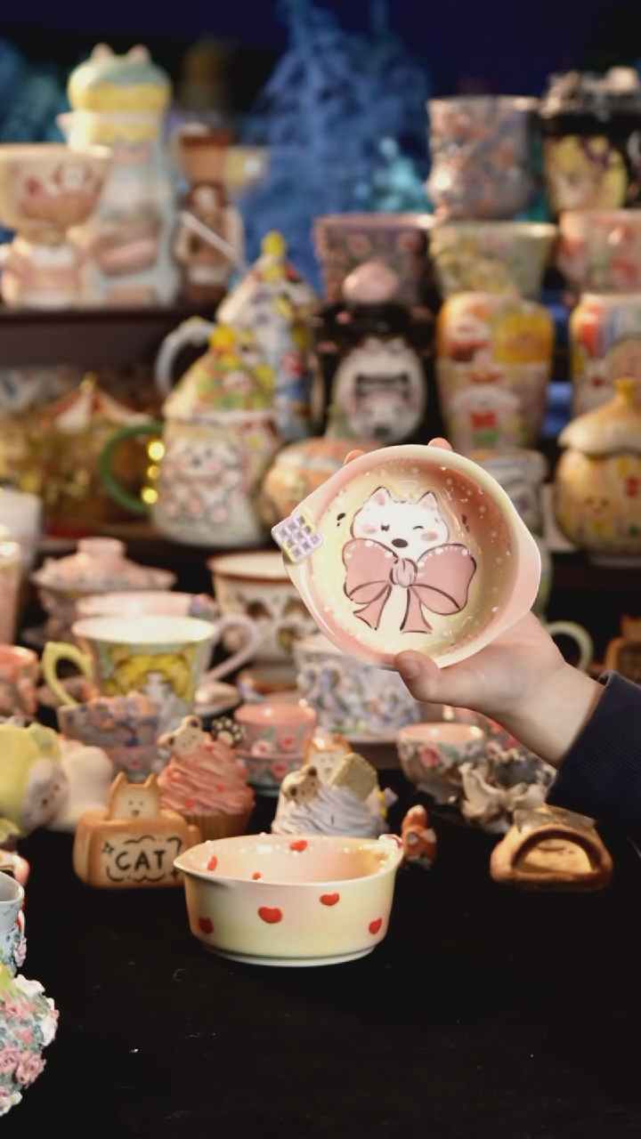 摆件陶景德镇釉下彩手绘设计师款陶瓷