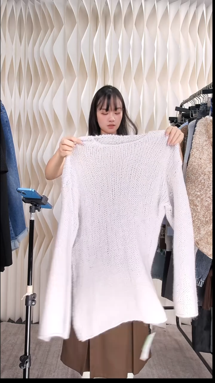 廓形粗线针织衫均码