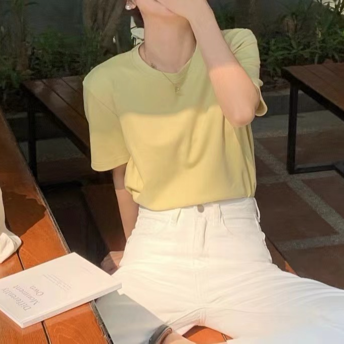 9423号2707#春夏新款纯色百搭圆领短袖T（预）