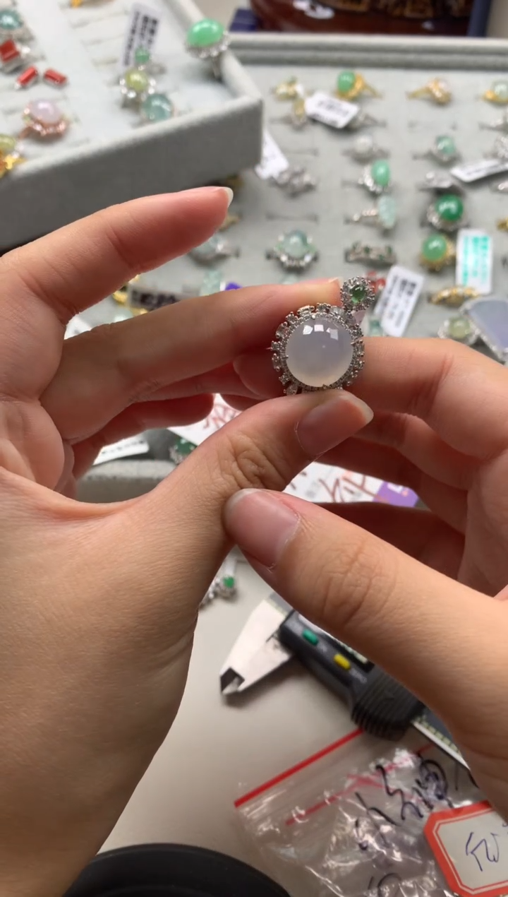 银S925镶嵌戒指翡翠吊坠8