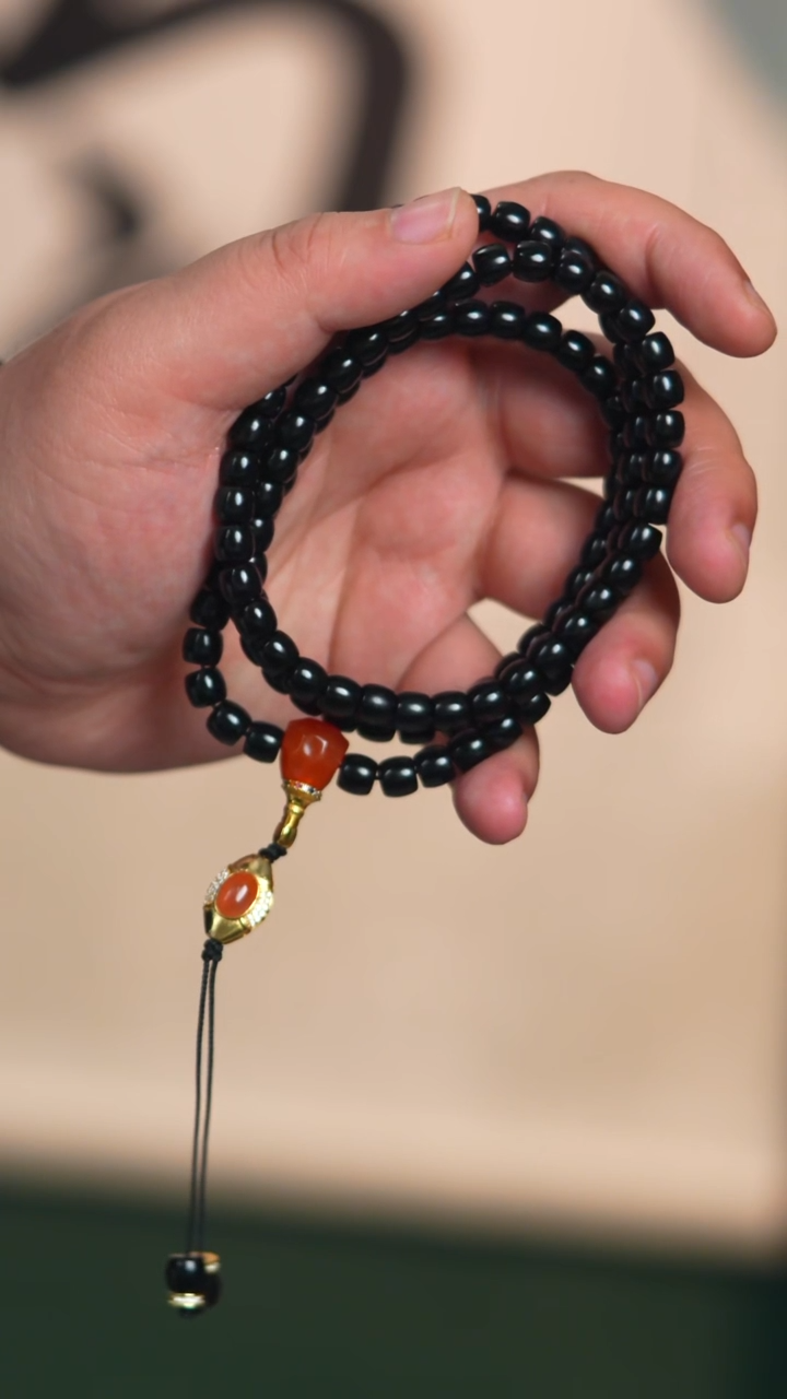 未镶嵌手链和田玉塔青108设计