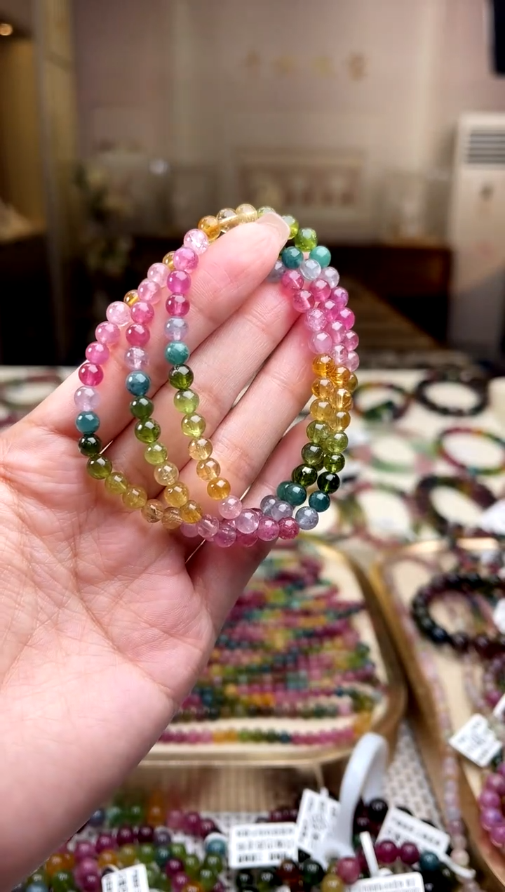 【闪购商品】/未镶嵌碧玺5mm+碧玺多圈多样性发货