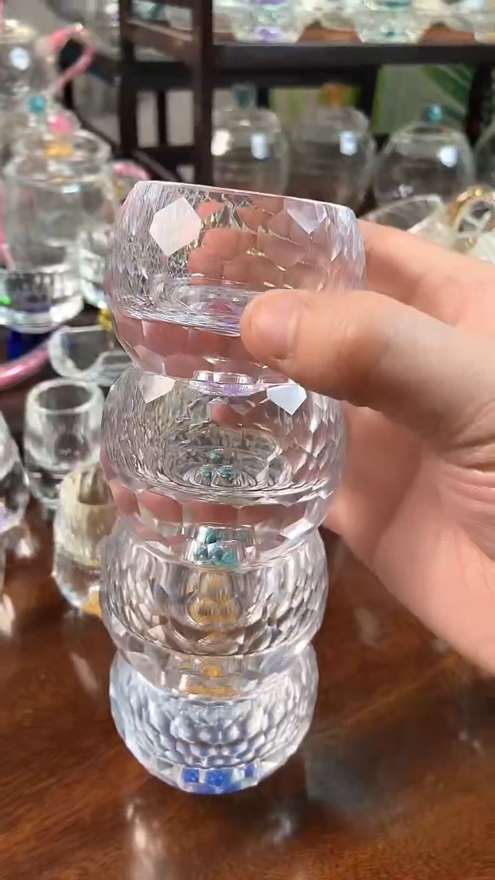 【闪购商品】玺宴新款水晶球形茶碗蓝钻金箔绿松石紫罗兰