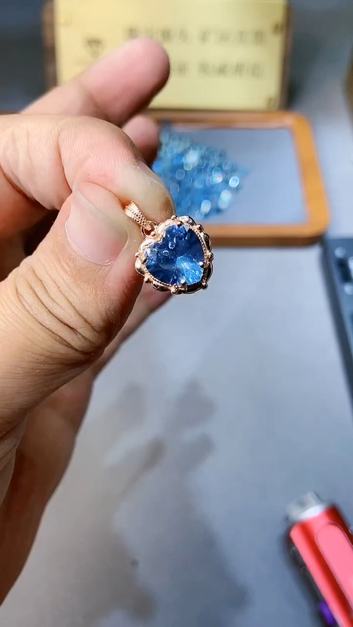 【闪购商品】海蓝宝石颈饰银S925镶嵌354