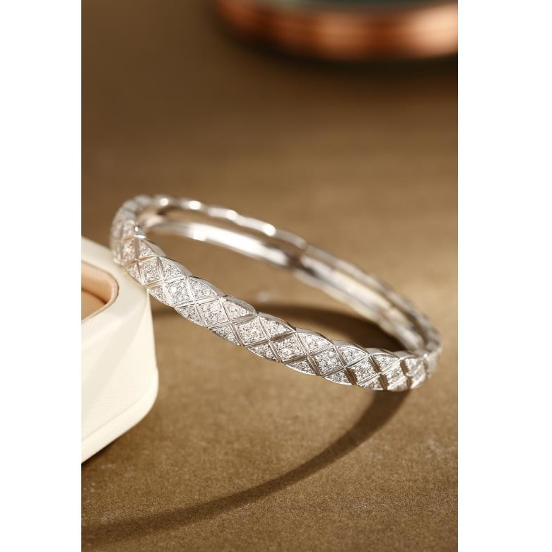 18K金钻石满钻菱格手镯 CZ (定制品质48小时鉴赏期）