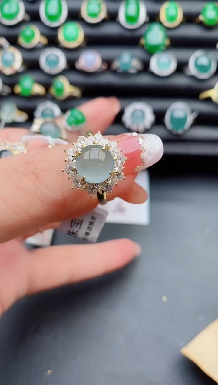 【闪购商品】翡翠戒指银S925镶嵌50800