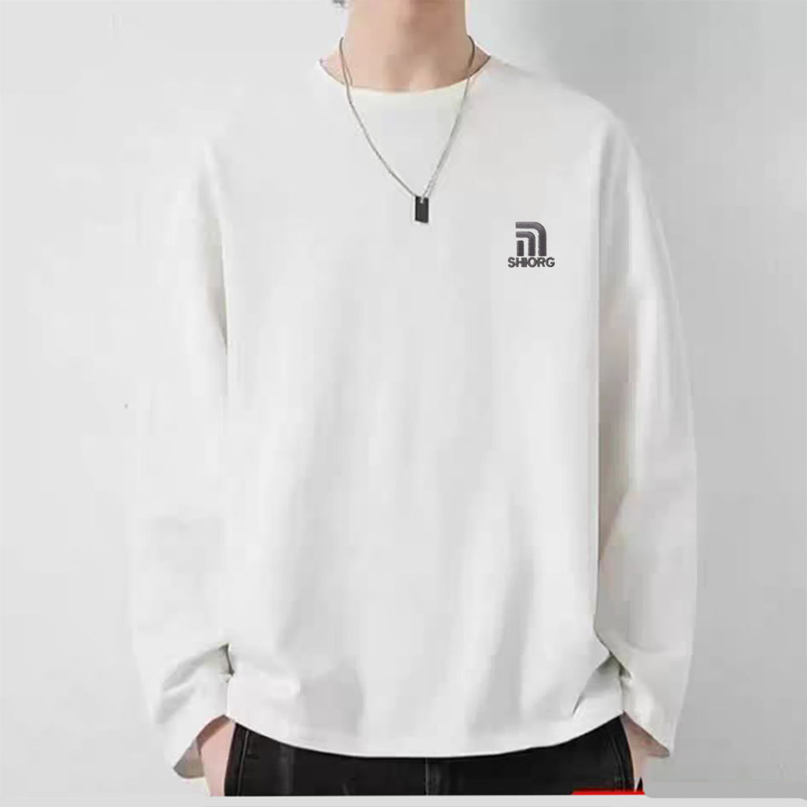 【买一送一】迪桑棉长袖圆领刺绣银标男女同款情侣百搭73-XYM