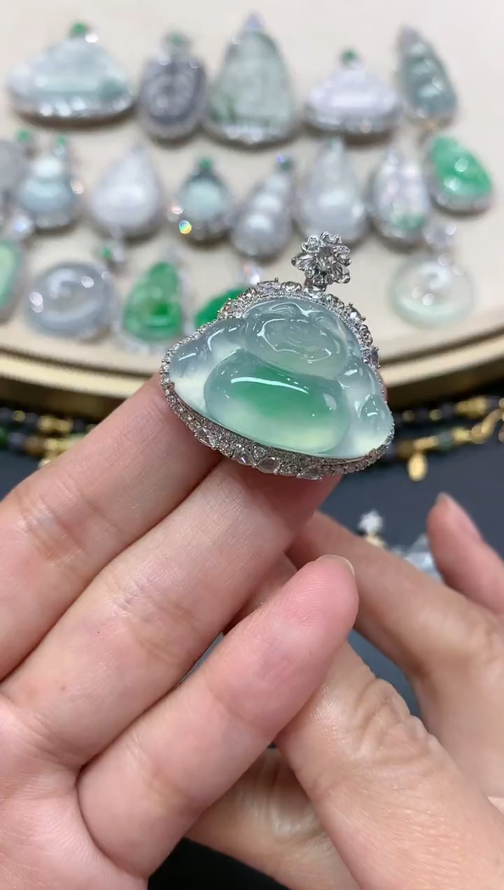 【闪购商品】翡翠吊坠(不含链)18K金镶嵌A381|45800