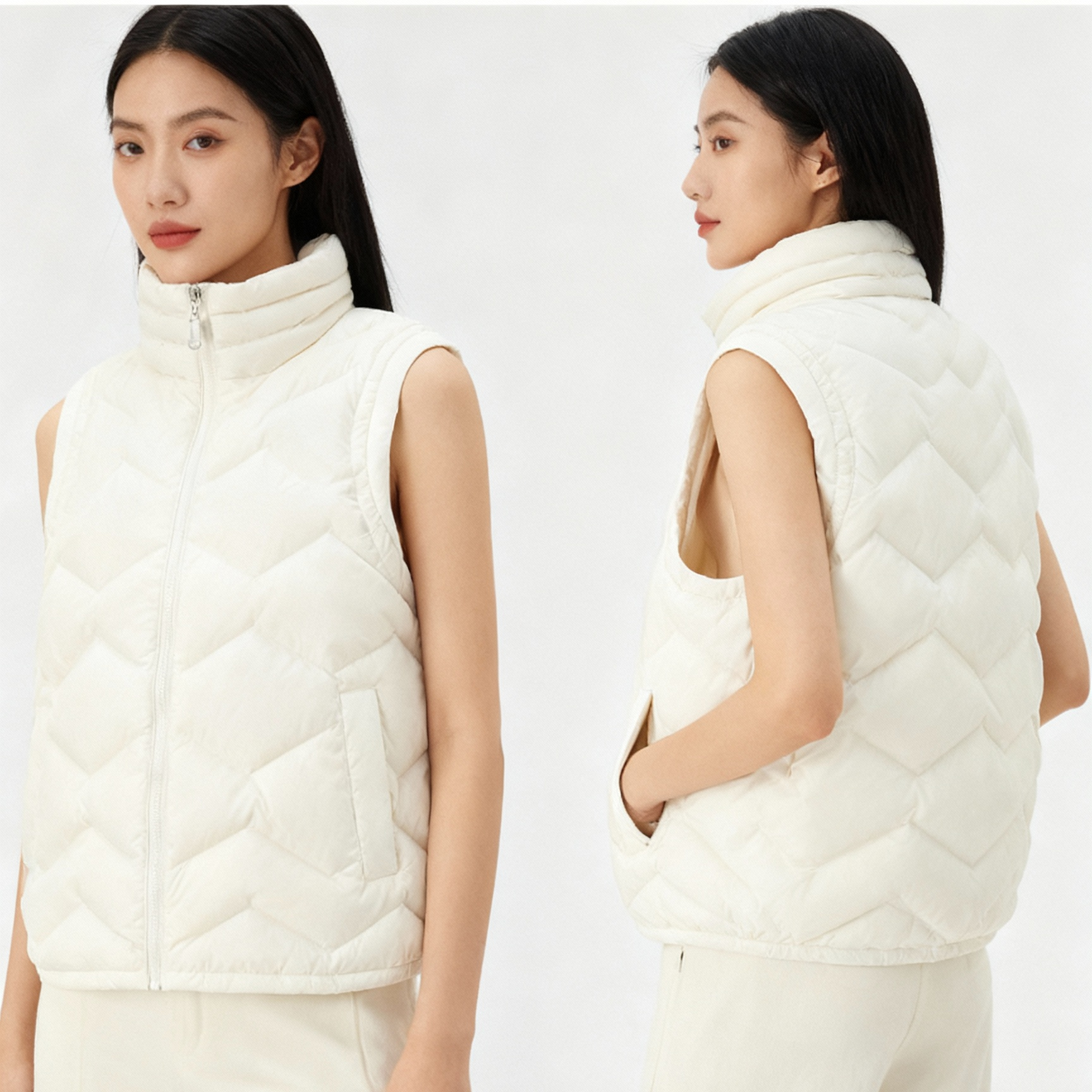 李宁羽绒马甲2024秋季新款女子运动百搭休闲保暖羽绒马甲 AMRU096